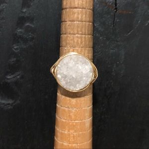 Handmade Quartz Druzy Gold Wire Wrapped Ring